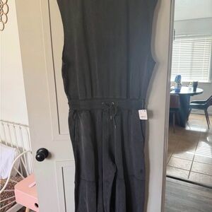 FP Movement by Free People Black Drawstring Waist Sleeveless Jumpsuit